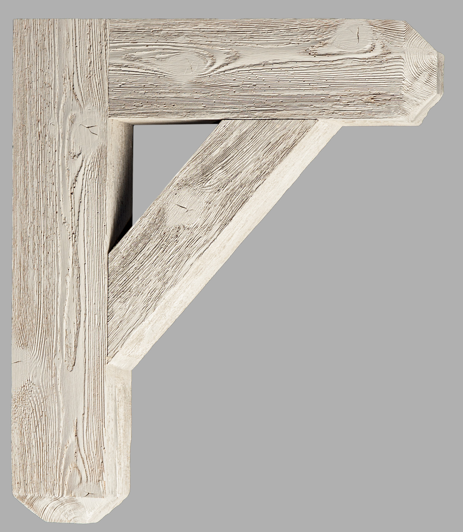 white woograined bracket on a grey background